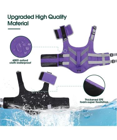 Kuoser Dog Life Jacket | Durable & Buoyant Swim Vest for Small to Large Dogs | High Safety Dog Swimming Vest - Purple XS - Buy Online on GoSupps.com
