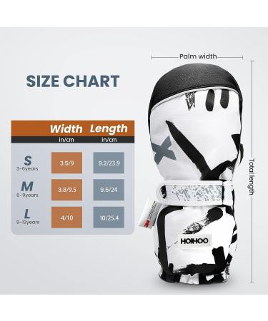 Hoihoo Kids Ski Mittens - Waterproof Snow Gloves for Boys & Girls - Black Large (9-12 Years) - Buy Online on GoSupps.com