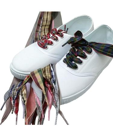 2.5cm Wide Fantastic Flat Shoelaces Fabric Ribbon Plaid Shoe Laces for Sneaker Sport Shoes No.8 - Buy Online on GoSupps.com