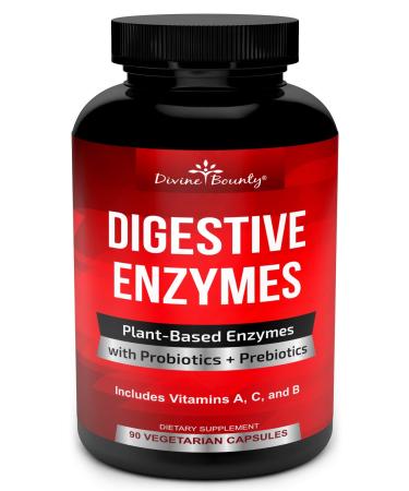 Digestive Enzymes with Probiotics & Prebiotics - Digestive Enzyme Supplements w Lipase, Amylase, Bromelain - Support a Healthy Digestive Tract for Men and Women  90 Vegetarian Capsules