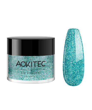 Dipping powder nails set dipping nail powder aokitec fashion dip powder nail dipping powder French nail art starter manicure for salon diy & home nail powder mirror powder-28g glitter green