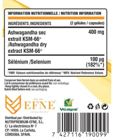 EFNE | Selenium + Ashwagandha KSM-66 + MAX T3 | Thyroid Gland & Heavy Metals | Main Formula 400mg Ashwagandha KSM-66 + 100mcg Selenium | 60 Capsules | Original Master Formula - Buy Online on GoSupps.com
