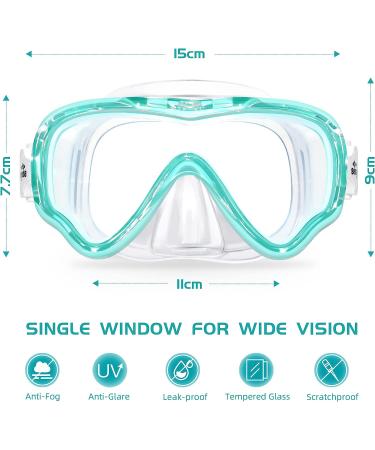 Seago Kids Swim Goggles Snorkel Diving Mask - Anti-Fog 180 Clear View for Youth (Ages 5-15) - Green - Buy Online on GoSupps.com