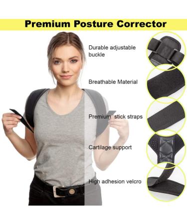 Posture Corrector for Men & Women - Adjustable Upper Back Brace for Neck Back & Shoulder Support - Universal Fit - Buy Online on GoSupps.com