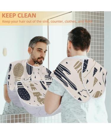 Beard Bib Apron for Men | Non-Stick Waterproof Hair Catcher Cape | Abstract Cactus Design - Perfect for Shaving & Trimming - Buy Online on GoSupps.com