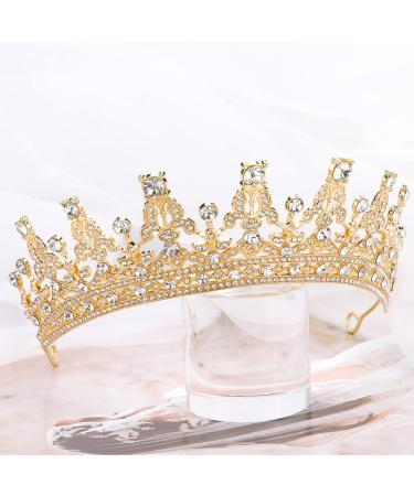 TOBATOBA Gold Tiara for Women - Rhinestone Metal Crown for Birthday, Prom, Quinceanera & Halloween Costumes | Princess Queen Headband for Mother's Day Gift - Buy Online on GoSupps.com
