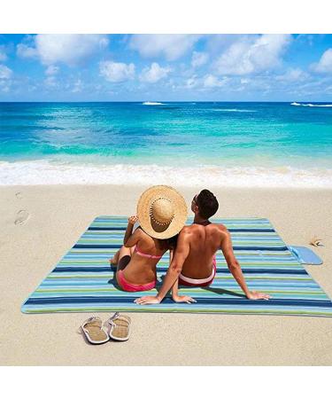 K Y KANGYUN Beach Blanket 80x60 - Waterproof & Sand Proof Outdoor Picnic Mat for Family, Park, Beach - Lightweight & Portable Camping Blanket (Blue Line) - Buy Online on GoSupps.com