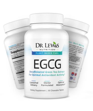 Liposomal Decaffeinated Green Tea Extract 94% EGCG Supplement with Clinically Tested Plant Based Blend for Heart Brain Support & Overall Well Being - Gluten-Free Non-GMO - 90 Chewable Vegan Tablets