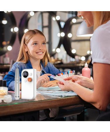 Portable Electric Nail Drill Machine | 30000 RPM Rechargeable Efile Set with 6 Nail Bits | Acrylic Nail Kit with Mat | Professional Nail Polishing and Removal Tool (White) - Buy Online on GoSupps.com
