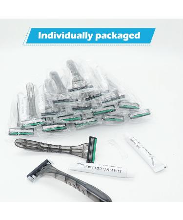 50 Pack Kheoxusa 3 Blade Disposable Razors - Individually Wrapped for Travel Hotels & More | Triple Blade Quality - Buy Online on GoSupps.com