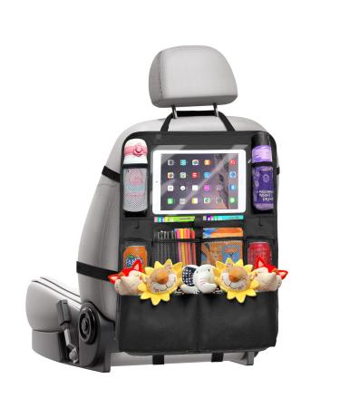 Tsryrlr Car Back Seat Organisers Car Organiser Back Seat for Kids with Clear Touch Screen iPad Tablet Holder & 9 Pockets Kids Toy Storage Water Proof Back Seat Protector for Kids - black