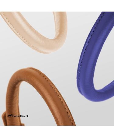Collardirect Handmade Round Leather Dog Collar - Soft Padded Real Leather Adjustable for Small Dogs & Cats - Available in Black Pink Red Blue Purple (15-18 cm) - Buy Online on GoSupps.com
