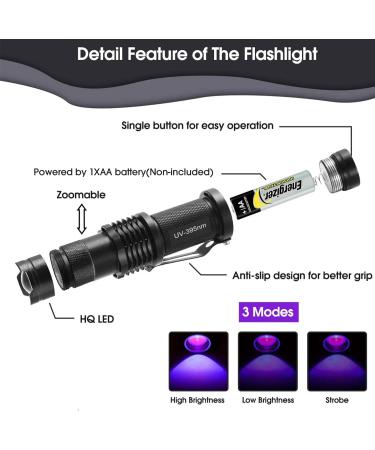 Fulighture UV Torch 2 Pack Pets Black Light 3 Modes Lights 395nm Dogs/Cats Urine Detector Ultraviolet Flashlight Find Dry Stains on Carpets/Rugs/Floor Operated by AA Batteries (Not Included) - Buy Online on GoSupps.com