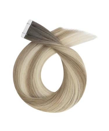 Shop Moresoo Virgin Hair Tape Extensions - Real Hair Invisible Brown to Ash Blonde 35cm 10g 5 Pieces - Premium Quality - Buy Online on GoSupps.com