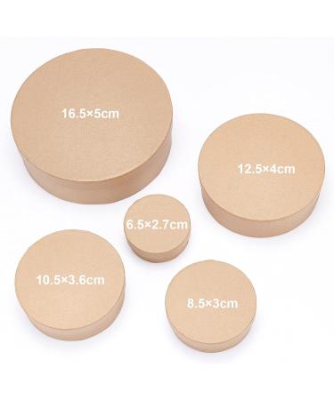 BENECREAT Papier Mache Flat Round Boxes - Nesting Stacking Craft Paper Gift Box Set for Festive Packaging - 5 Sizes - Buy Online on GoSupps.com