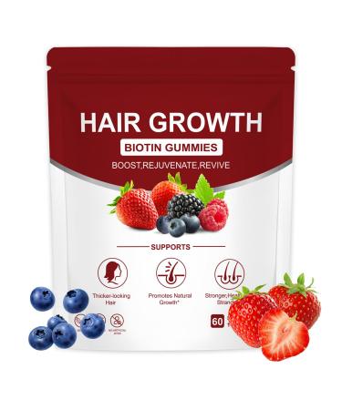 Yalei Hair Growth Vitamins Gummies | Non-GMO | Supports Healthy Hair Growth & Strength Skin & Nail Care | with Biotin Collagen & Botanical Extracts | Mixed Berry Flavor | Non-GMO | 60 Gummies