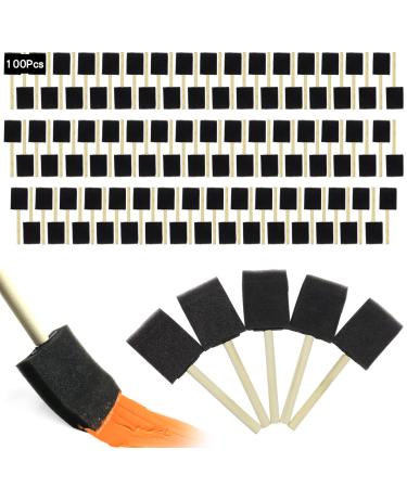 100 Pack 2 inch Foam Paint Brushes Sponge Brushes Sponge Paint Brush with Wood Handles for Stains Varnishes Acrylics Crafts Art (100)