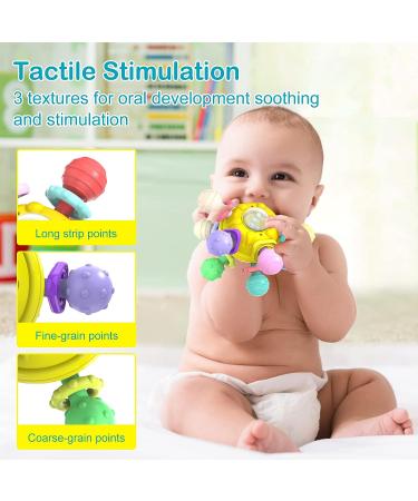 Baby Teething Ball Toy for 0-12 Months | Rattle Sensory Infant Toy - Yellow - Buy Online on GoSupps.com
