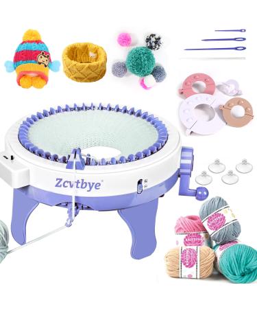 BZVV Knitting Machine 48 Needles with 8 pc Pom pom Maker and Row Counter Smart Weaving Loom Knitting Round Loom DIY Knitting Circle Machine Rotating Double Knitting Machine Kit for Adults or Child - Buy Online on GoSupps.com