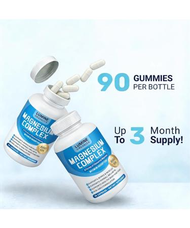 Lumine Organics Magnesium Complex Supplement 1000mg- Advanced 8-in-1 Magnesium Blend - Glycinate Citrate Malate Taurate etc. High Absorption Formula Non-GMO 90 Capsules (1) - Buy Online on GoSupps.com
