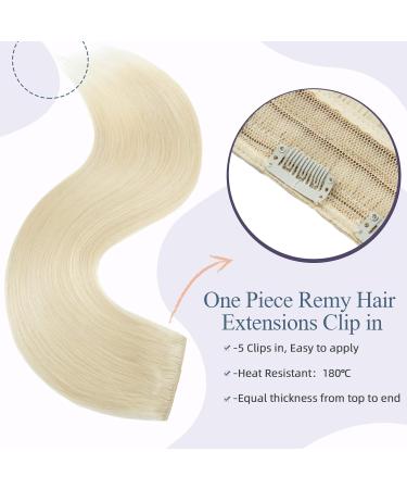 Thick Clip-In Hair Extensions - 100% Remy Real Hair 60cm 105g Platinum Blonde (#60) - Soft & Natural - Buy Online on GoSupps.com
