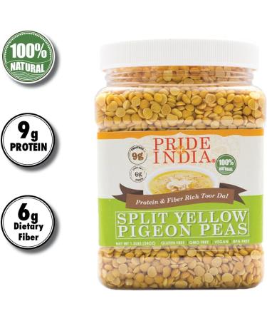 Pride of India Indian Yellow Split Pigeon Peas - Fiber & Protein-Rich Superfood 3lb Jar - Buy Online on GoSupps.com