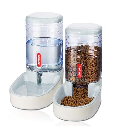 Automatic Pet Feeder Small&Medium Pets Automatic Food Feeder and Waterer Set 3.8L, Travel Supply Feeder and Water Dispenser for Dogs Cats Pets Animals gray