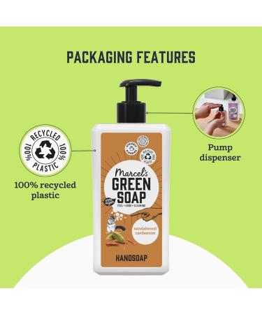 Marcel's Green Soap Hand Soap Sandalwood & Cardamom 500ml - Eco Friendly Vegan Handwash Dispenser - Biodegradable Formula - Pack of 1 - Buy Online on GoSupps.com
