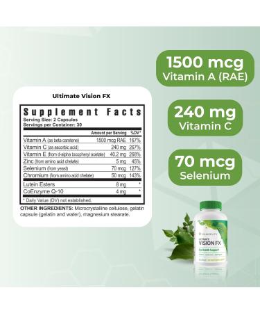Youngevity Ultimate Vision FX - Eye Vitamin & Mineral Supplement Blend - Lutein CoQ10 Vitamins A C E Zinc Chromium Selenium for Eye Health (60 Capsules) 60 Count (Pack of 1) - Buy Online on GoSupps.com