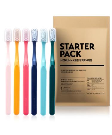 Extra Soft Manual Toothbrushes for Adults Regular Size Head Paper Package Ultra Soft Toothbrushes for Adults & Elders Sensitive Teeth and Receding Gums Pack of 6 (Medium) Half-medium