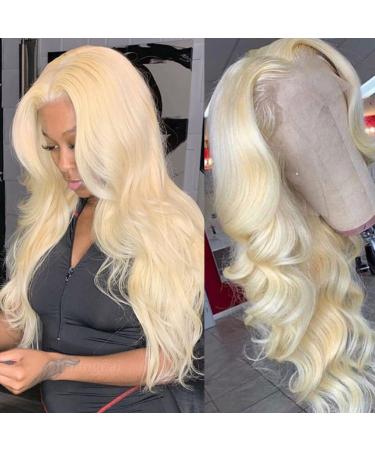 613 Lace Front Wig Human Hair 22inch T Part Blonde Lace Front Wig Human Hair 613 Lace Frontal Wig for Black Women Pre Plucked with Baby Hair Brazilian Blonde Body Wave Wigs 22 Inch Body Wave Wig