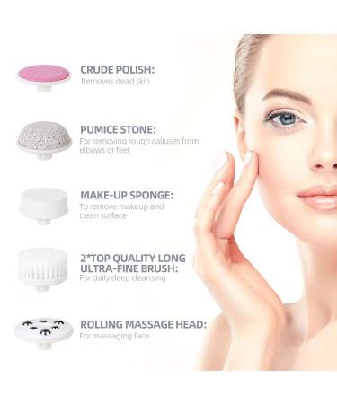 Pessido Waterproof Spin Facial Cleansing Brush Set with 6 Brush Heads - Gentle Exfoliating, Deep Cleansing, Massaging - for Men and Women (White) - Buy Online on GoSupps.com