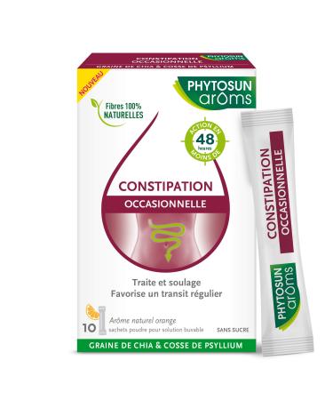 PHYTOSUN AROMS - Occasional Constipation - Natural Orange Flavor - Sugar Free - 10 Powder Sachets for Oral Solution