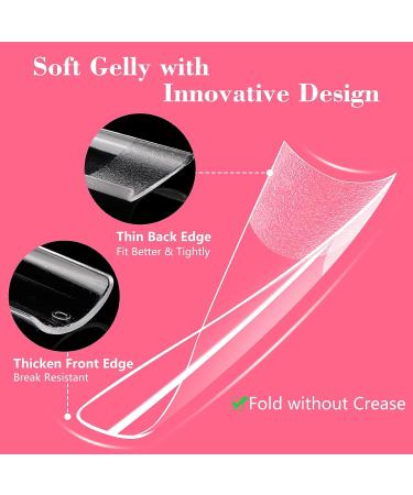 Lionvison XL Long Square Nail Tips - Half Cover Clear False Nails for Acrylic Extensions - Professional French Nail Salon Quality - 12 Sizes Straight Flat Pre Shaped for Home DIY - Buy Online on GoSupps.com