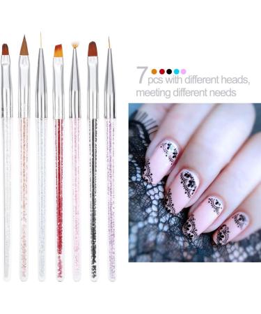 ANKROYU 7 Nail Art Pens Nail Art Brushes Nail Art Uv Gel Polishing Extension Pen with Glitter Handle Sculpting Brush Base Brush Flower Painting Brush for DIY Nail Art Designs - Buy Online on GoSupps.com