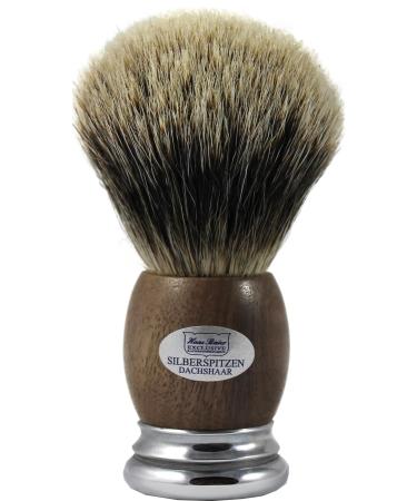 Hans Baier Exclusive shaving brush walnut wood with metal base
