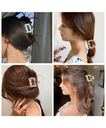 5PCS Checkered Claw Clip Acrylic Square Small Hair Claw Clips Set for Thin Hair - Exquisit Shark Clips Aesthetic Barrettes for Women - Buy Online on GoSupps.com