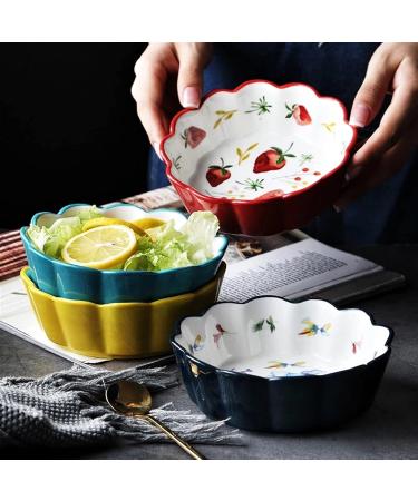 FURLOU Bowl Wavy Edge Ceramic Cake Bowl Household Hand Painted Fruit Salad Dessert Bowl Breakfast Rice Soup Tableware Kitchen Dinnerware Bowls (Color : Red) - Buy Online on GoSupps.com