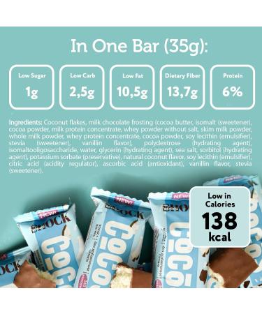 FitnesSHOCK Protein Bar Mix Box in Milk Chocolate Fitness Bars No Added Sugar 12-Pack Protein Bars Low Calorie Soft Nut Bars Low Carb Palm Oil-Free High in Fiber Coconut Walnut Peanut 12x35g Mix Box 35g - Buy Online on GoSupps.com