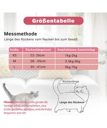 Lollanda Katzenbody - Surgical Recovery Suit for Cats After Castration | Comfortable Recovery Outfit for Abdominal Wounds (Pink XS) - Buy Online on GoSupps.com