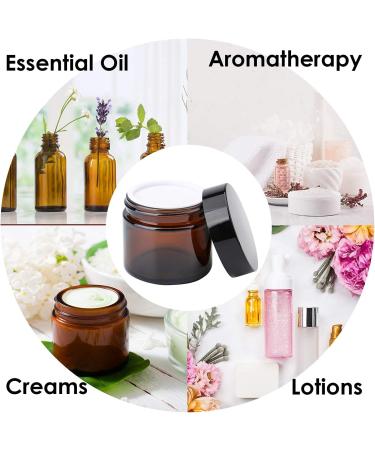 50ml Amber Glass Cosmetic Containers - 6 pcs with Inserts & Black Lids | Perfect for Creams Balms Oils & Lotions - International Shipping Available - Buy Online on GoSupps.com