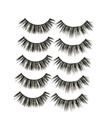 minkissy 5 Pairs eyelashes natural European and American lashes dense fake eyelash cross eyelash natural eyelashes three-dimensional Fake eyelashes natural false lashes 3d