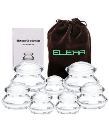 ELERA Silicone Cupping Theraphy Set, Professionally Chinese Massage Cups for Cupping Therapy and Cellulite Reduction (7 Cups)