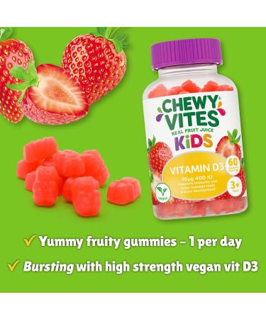 Chewy Vites Kids High Strength Vitamin D3 Gummies | 10mcg 400 IU | 60 Count | Vegan & Delicious | 2 Months Supply | Ages 3 - Buy Online on GoSupps.com