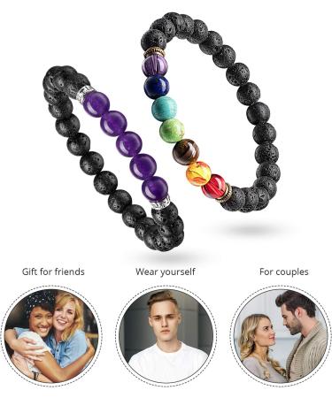 Shop Hicarer 16-Piece Lava Rock Bracelets for Men & Women | 8mm Chakra Aromatherapy Essential Oil Diffuser Bangles - Natural Stone Beads - Buy Online on GoSupps.com