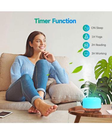 LONID 500ml Wood Grain Essential Oil Diffuser for Large Rooms - Aromatherapy Home Diffuser with Cool Mist (Beech Wood Grain) - Buy Online on GoSupps.com