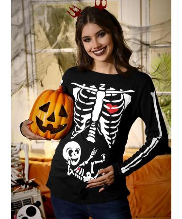 G and PL Halloween Women's Maternity Top - Long Sleeve Funny Costume with Skeleton Baby Print | Sizes S-XXL - Buy Online on GoSupps.com