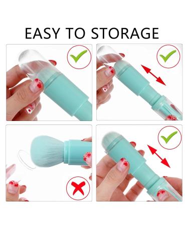 Travel Makeup Brush Set - 4 in 1 Retractable Portable Brushes with Holder | Multifunctional Blue Makeup Brush Kit - Buy Online on GoSupps.com