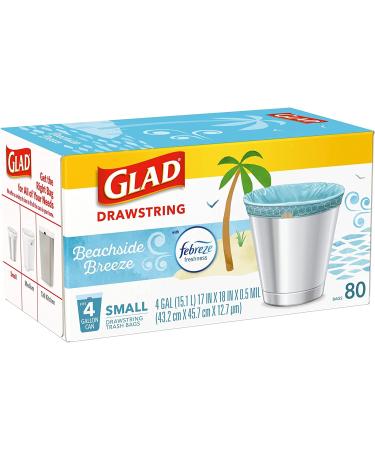 Glad Small Kitchen Drawstring Trash Bags 4 Gallon 80 Count - Febreze Beachside Breeze Scented - Multicolor - Buy Online on GoSupps.com