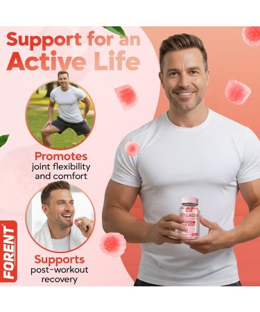 Forent 2500mg Collagen Gummies for Women & Men with Biotin, Vitamin D3, Hyaluronic Acid | Supports Skin Hair Nails & Joints, Sugar-Less Colageno Hidrolizado for Women, 60 Servings Peach Flavor - Buy Online on GoSupps.com